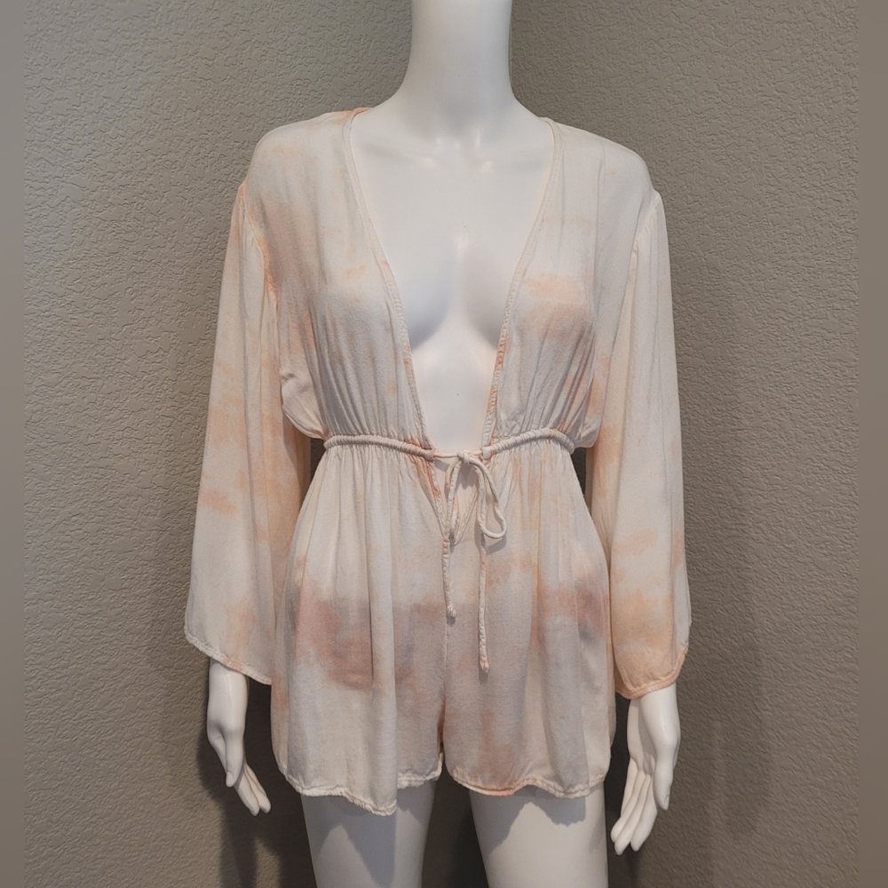 BOHO ME swim/beach peach tie dye romper